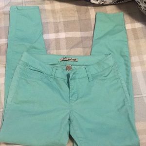 Mint green ankle jeans